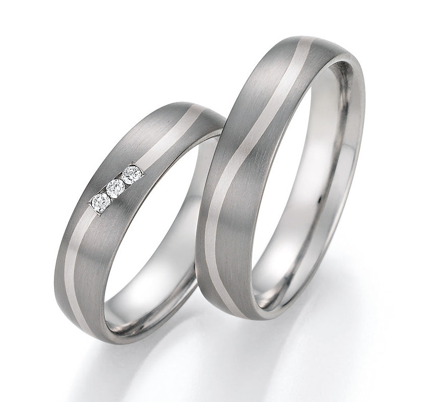 Hochzeitsringe Gold585 und Titan mit Diamant ink. Garantie und Gravur 78-10010