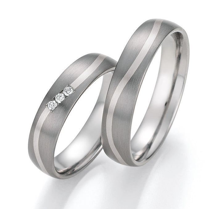 Hochzeitsringe Gold585 und Titan mit Diamant ink. Garantie und Gravur 78-10010