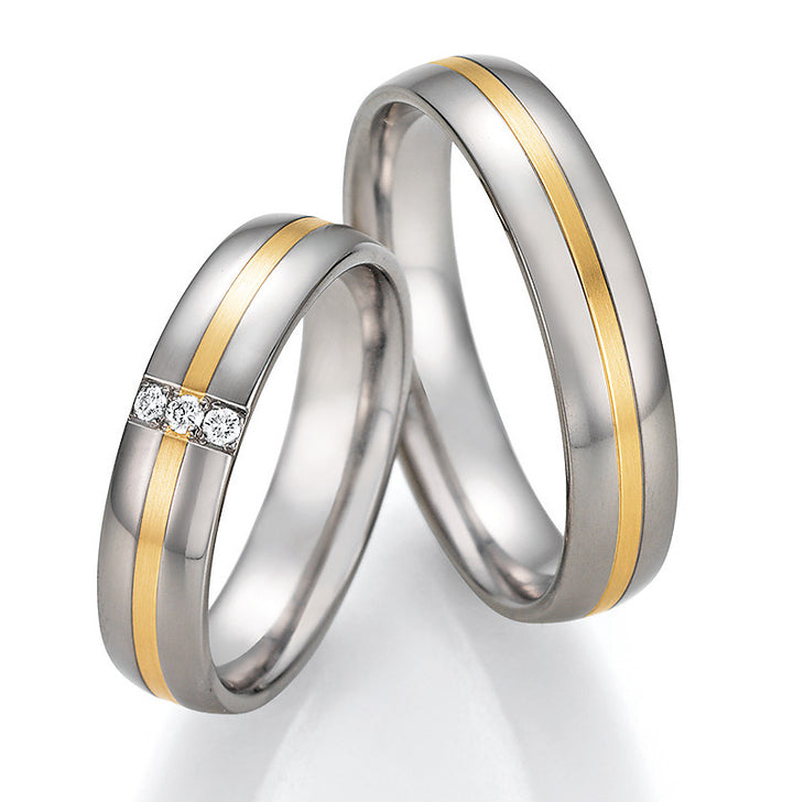 Eheringe Gold585 und Titan mit Diamant ink. Garantie und Gravur 78-10070