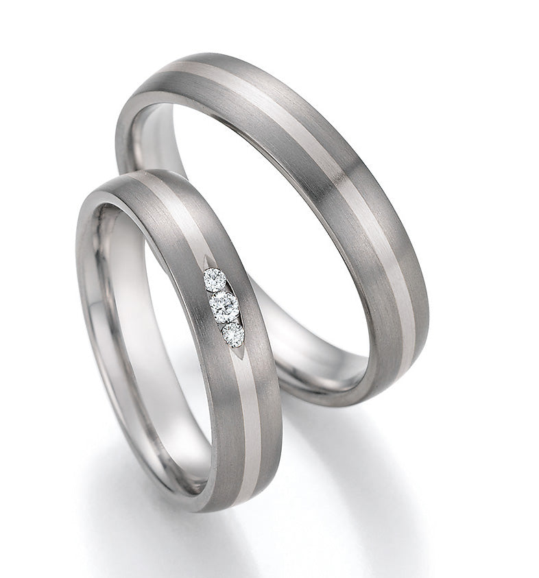 Eheringe Gold585 und Titan mit Diamant ink. Garantie und Gravur 78-10090