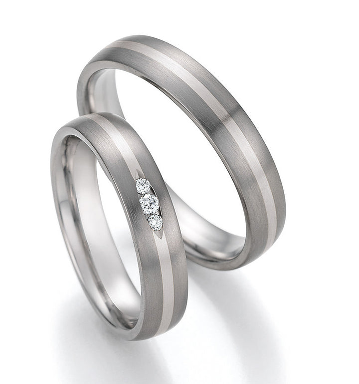 Eheringe Gold585 und Titan mit Diamant ink. Garantie und Gravur 78-10090