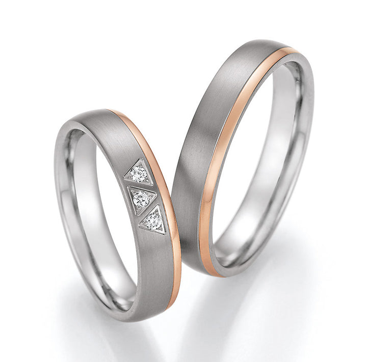 Trauring Gold585 und Titan mit Diamant ink. Garantie und Gravur 78-10130