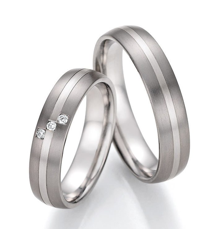 Trauring Gold585 und Titan mit Diamant ink. Garantie und Gravur 78-10150