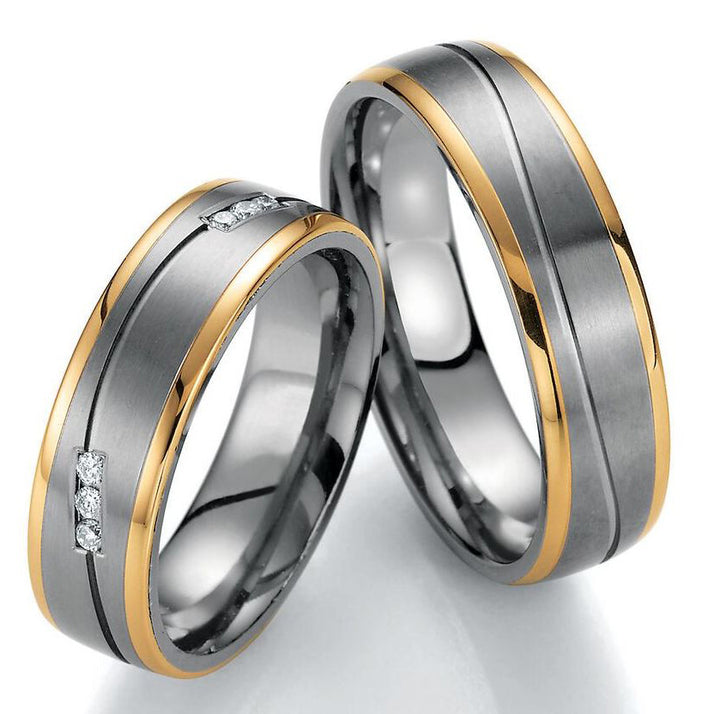 Eheringe Gold585 und Titan mit Diamant ink. Garantie und Gravur 78-80010