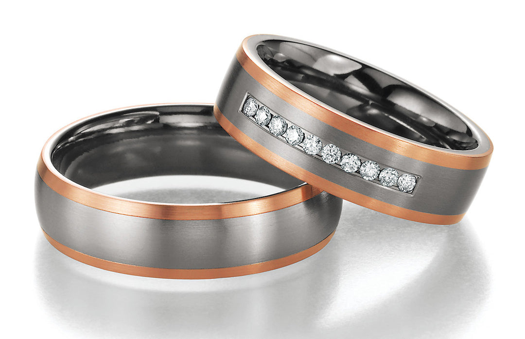 Eheringe Gold585 und Titan mit Diamant ink. Garantie und Gravur 78-80070