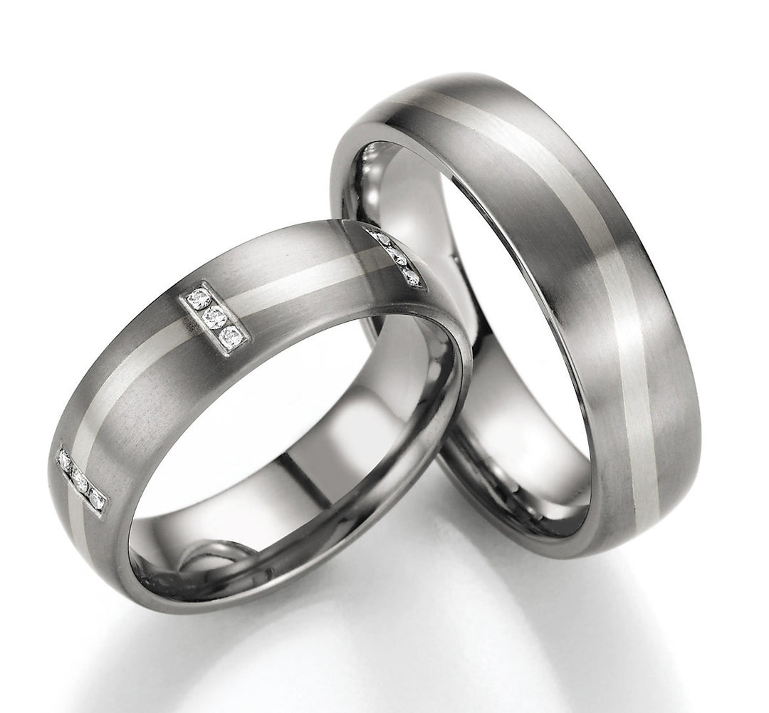 Hochzeitsringe Gold585 und Titan mit Diamant ink. Garantie und Gravur 78-80130