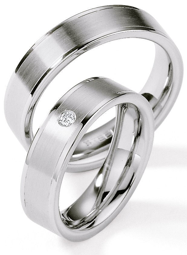 Trauringe Edelstahl mit Diamant ink. Garantie und Gravur 88-01220