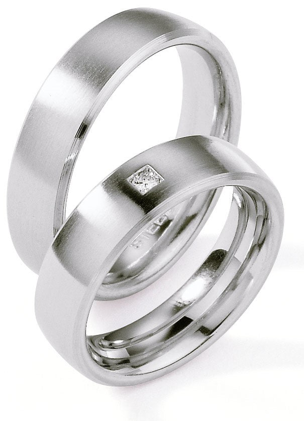 Trauringe Edelstahl mit Diamant ink. Garantie und Gravur 88-01240