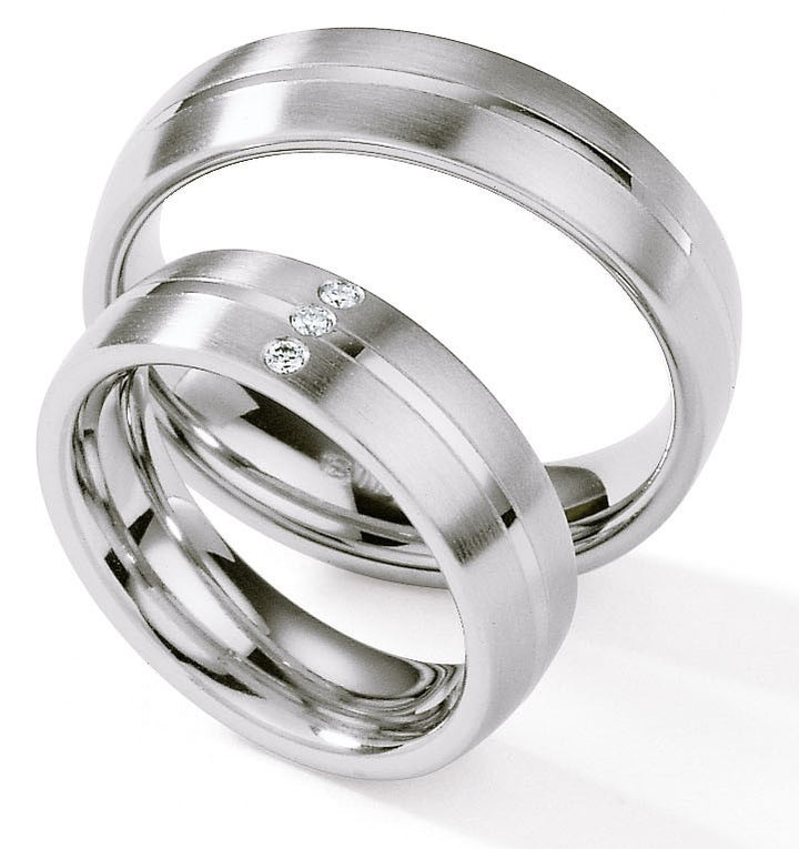 Hochzeitsringe Edelstahl mit Diamant ink. Garantie und Gravur 88-01250