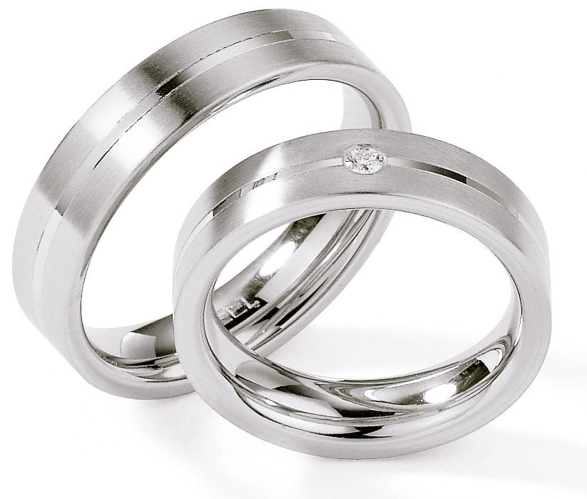 Eheringe Edelstahl mit Diamant ink. Garantie und Gravur 88-01280