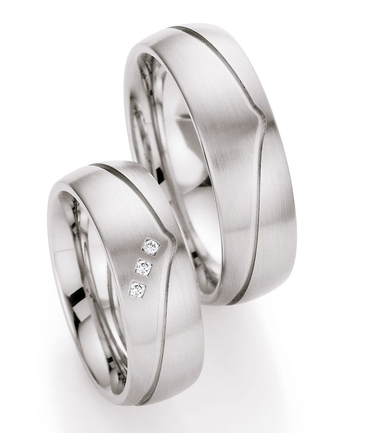 Eheringe Edelstahl mit Diamant ink. Garantie und Gravur 88-01600