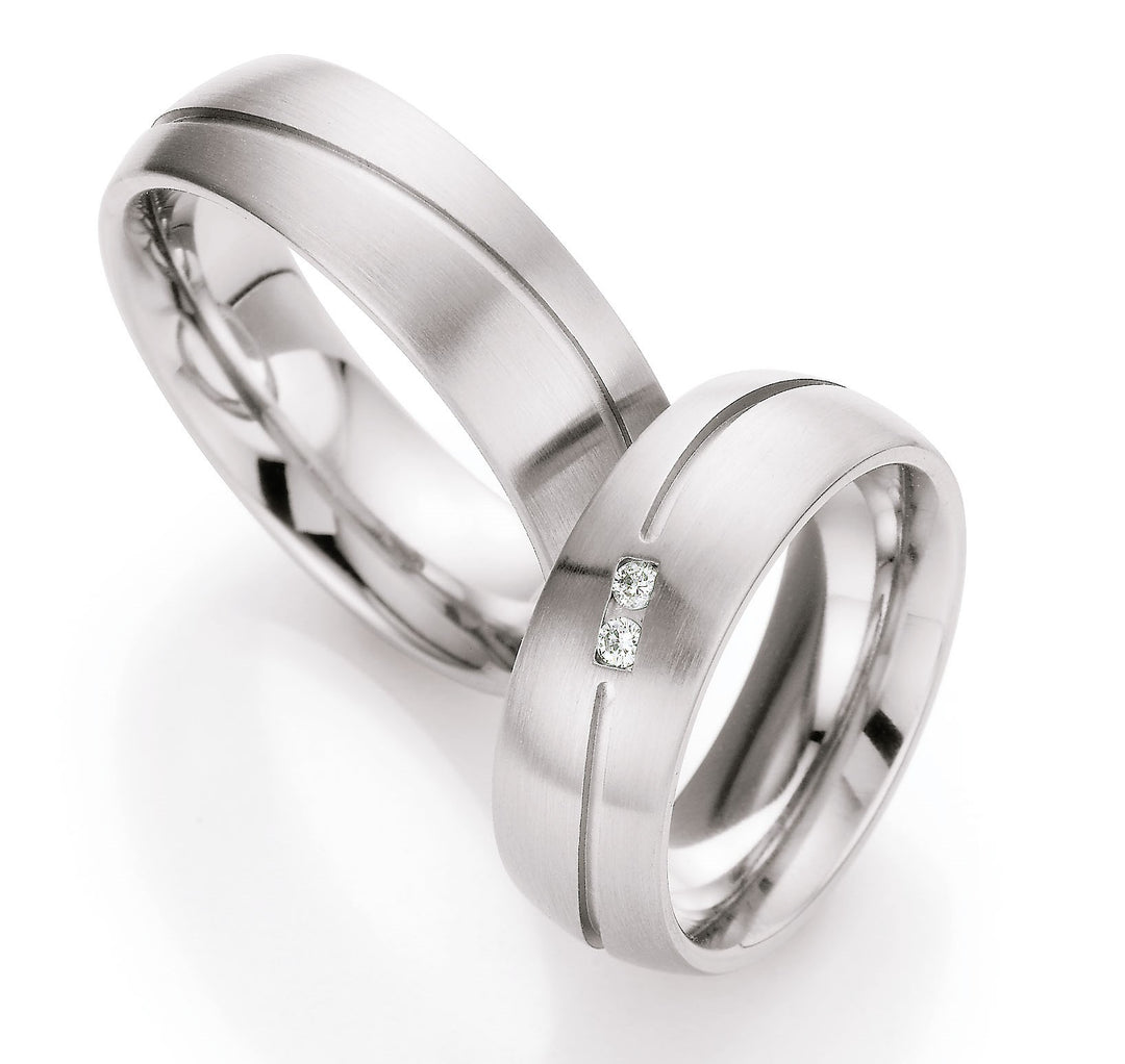 Eheringe Edelstahl mit Diamant ink. Garantie und Gravur 88-01610