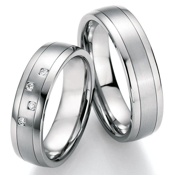 Eheringe Edelstahl mit Diamant ink. Garantie und Gravur 88-20010