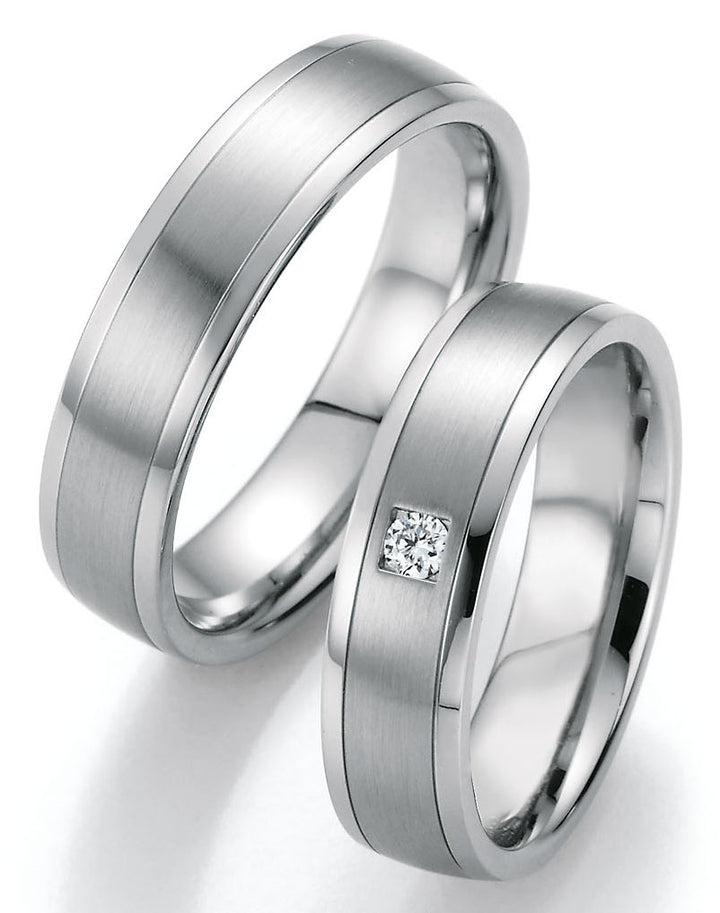 Eheringe Edelstahl mit Diamant ink. Garantie und Gravur 88-20030
