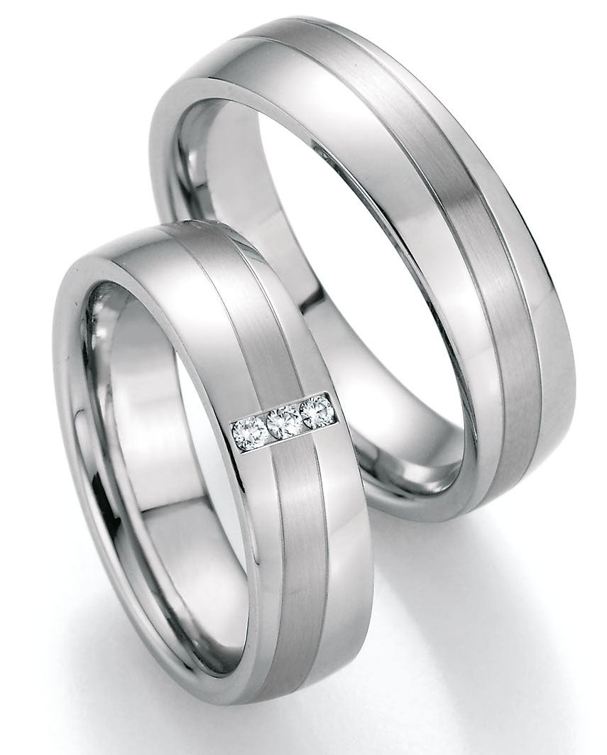 Eheringe Edelstahl mit Diamant ink. Garantie und Gravur 88-20050