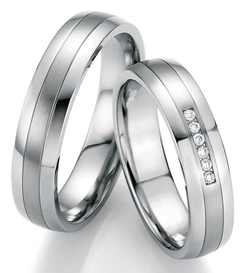 Hochzeitsringe Edelstahl mit Diamant ink. Garantie und Gravur 88-20070