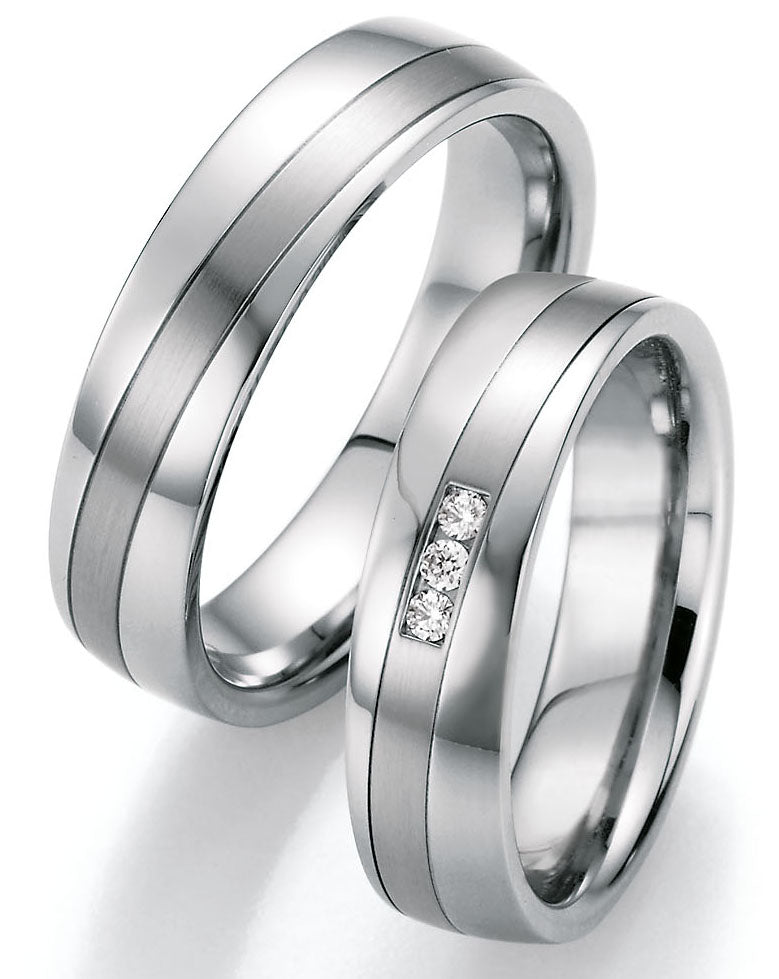 Hochzeitsringe Edelstahl mit Diamant ink. Garantie und Gravur 88-20090