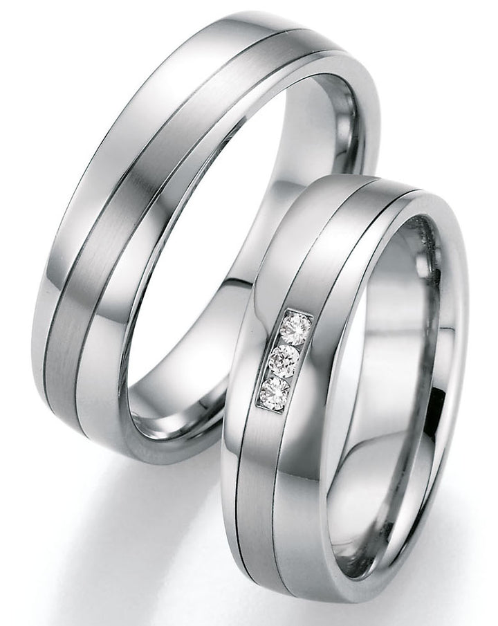 Hochzeitsringe Edelstahl mit Diamant ink. Garantie und Gravur 88-20090