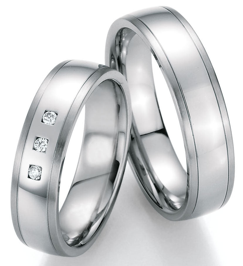 Hochzeitsringe Edelstahl mit Diamant ink. Garantie und Gravur 88-20110