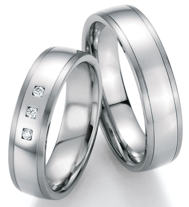 Hochzeitsringe Edelstahl mit Diamant ink. Garantie und Gravur 88-20110