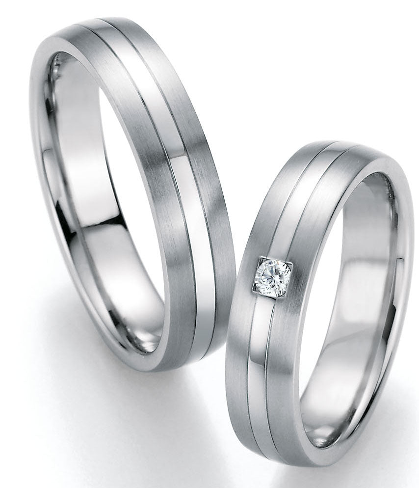 Trauringe Edelstahl mit Diamant ink. Garantie und Gravur 88-20130