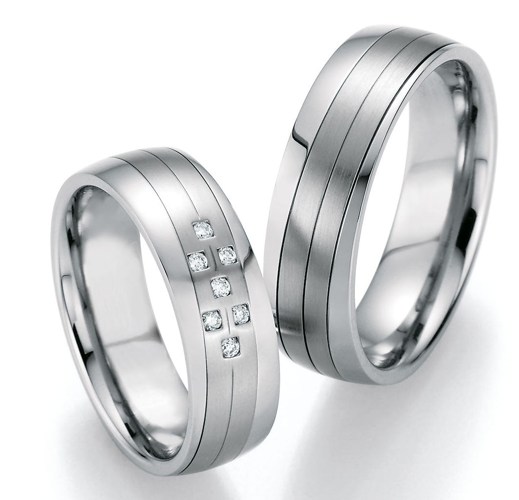 Trauringe Edelstahl mit Diamant ink. Garantie und Gravur 88-20170