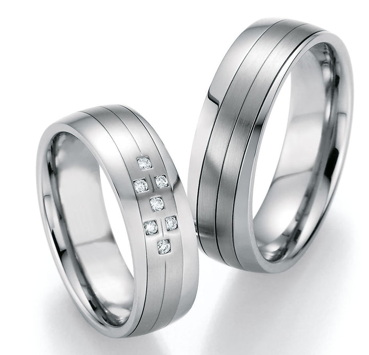 Trauringe Edelstahl mit Diamant ink. Garantie und Gravur 88-20170