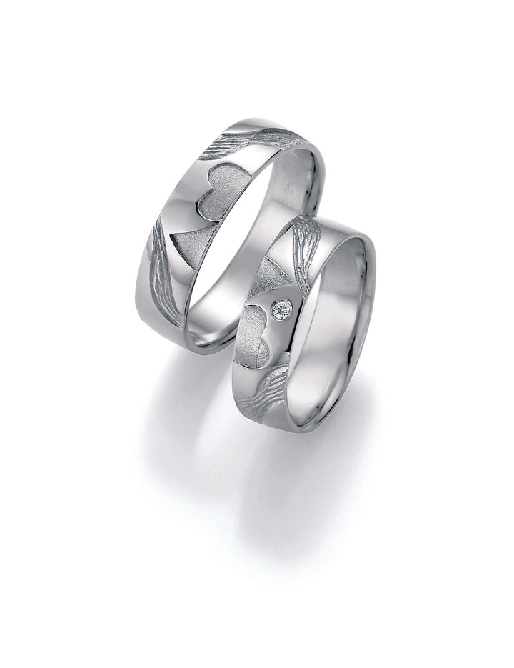 Symbolringe Doppelherz - Eheringe aus Silber, Gold oder Platin mit Diamant ink. Garantie und Gravur 66-51050 Doppelherz