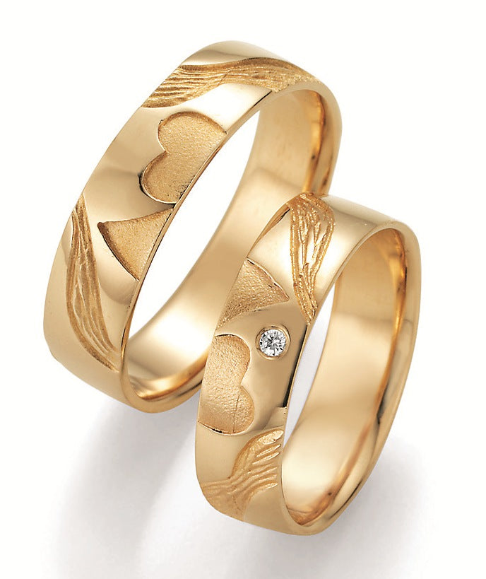 Symbolringe Doppelherz - Eheringe aus Silber, Gold oder Platin mit Diamant ink. Garantie und Gravur 66-51050 Doppelherz