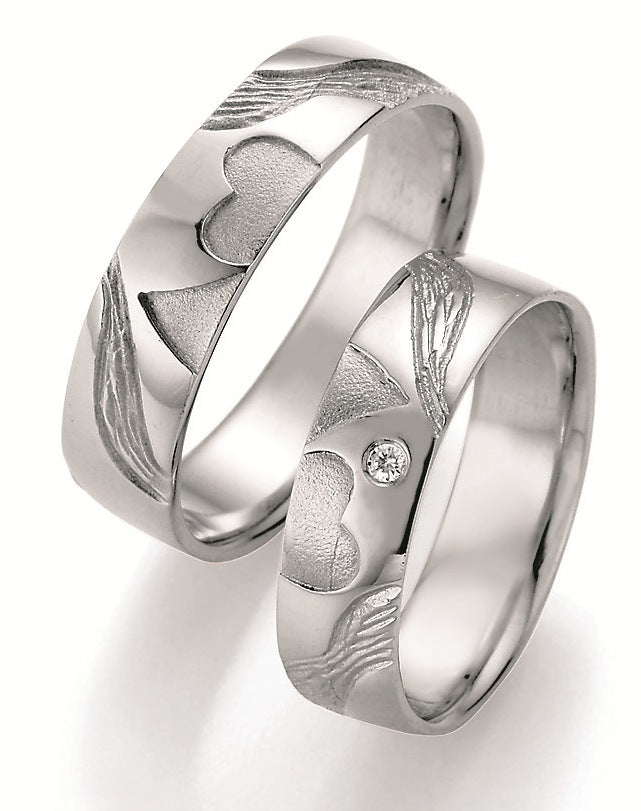 Symbolringe Doppelherz - Eheringe aus Silber, Gold oder Platin mit Diamant ink. Garantie und Gravur 66-51050 Doppelherz