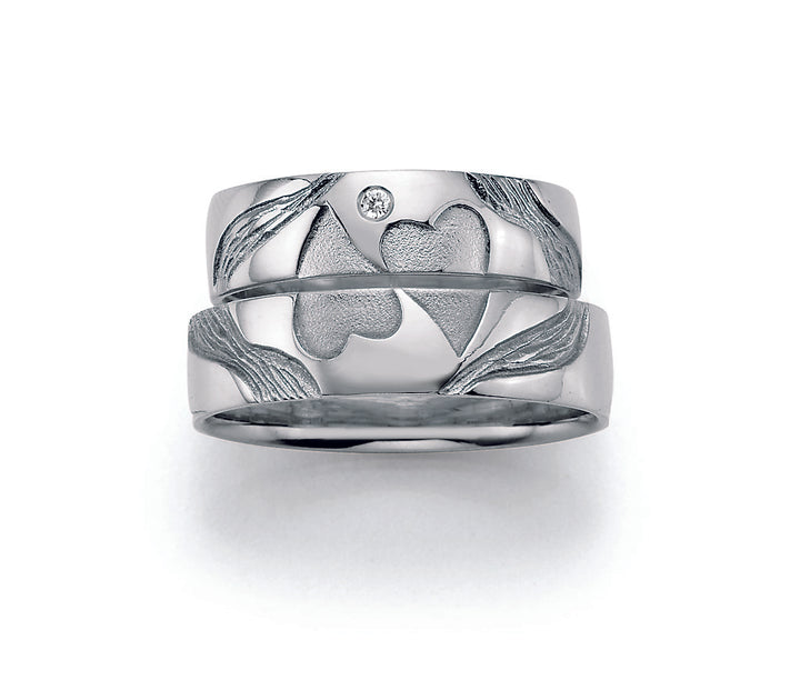 Symbolringe Doppelherz - Eheringe aus Silber, Gold oder Platin mit Diamant ink. Garantie und Gravur 66-51050 Doppelherz