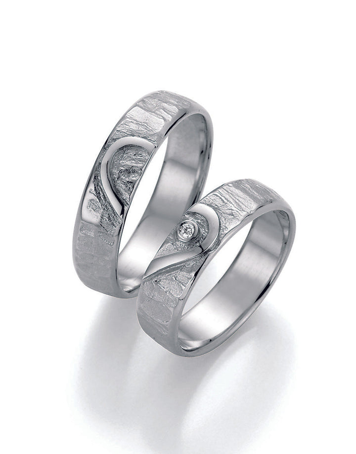 Symbolringe Herz - Eheringe aus Silber, Gold oder Platin mit Diamant ink. Garantie und Gravur 66-51150 Herz