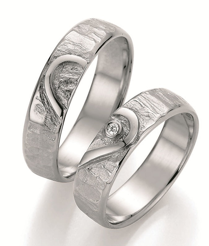 Symbolringe Herz - Eheringe aus Silber, Gold oder Platin mit Diamant ink. Garantie und Gravur 66-51150 Herz
