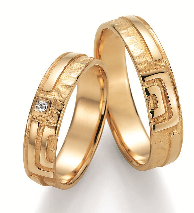 Symbolringe Mäander - Eheringe aus Silber, Gold oder Platin mit Diamant ink. Garantie und Gravur 66-51070 Mäander