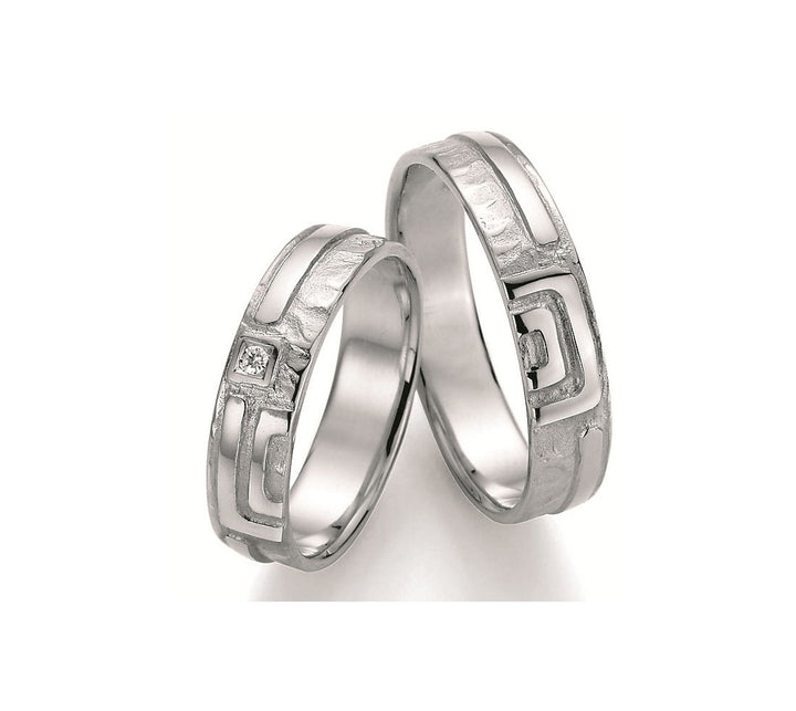 Symbolringe Mäander - Eheringe aus Silber, Gold oder Platin mit Diamant ink. Garantie und Gravur 66-51070 Mäander