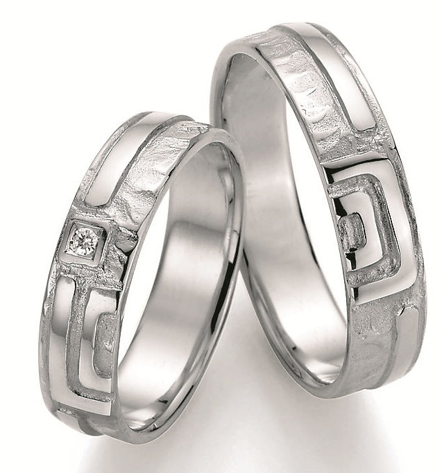 Symbolringe Mäander - Eheringe aus Silber, Gold oder Platin mit Diamant ink. Garantie und Gravur 66-51070 Mäander