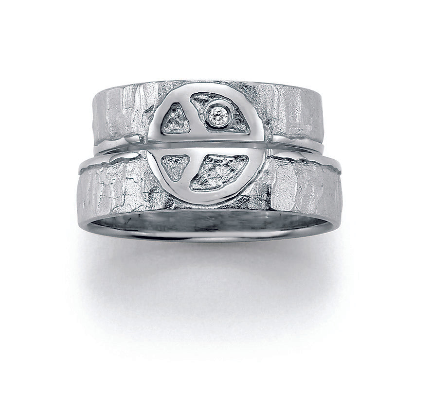 Symbolringe Peace - Eheringe aus Silber, Gold oder Platin mit Diamant ink. Garantie und Gravur 66-51030 Peace