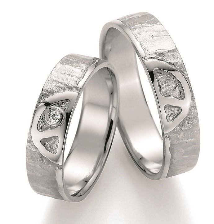 Symbolringe Peace - Eheringe aus Silber, Gold oder Platin mit Diamant ink. Garantie und Gravur 66-51030 Peace