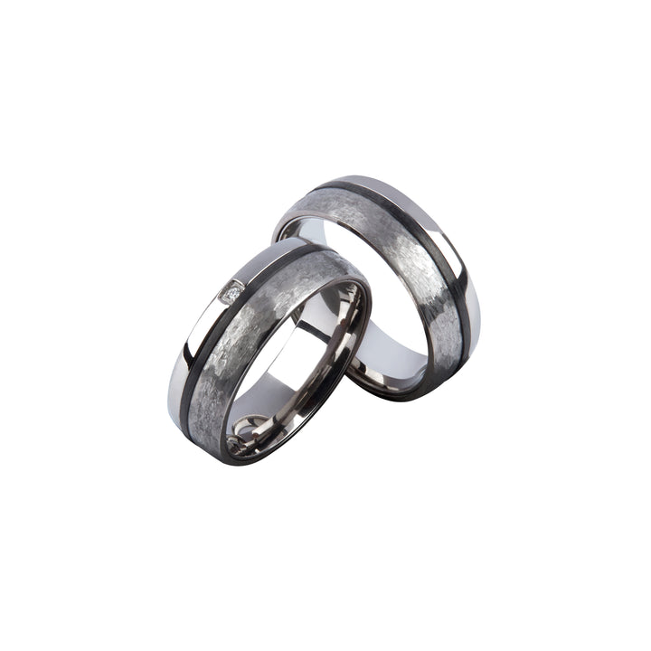 Ehe - Partnerringe aus Titan und Carbon mit Diamant ink. Gravur | SD9040