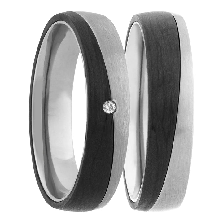 Ehe - Partnerringe aus Titan und Carbon mit Diamant ink. Gravur | SD 9080