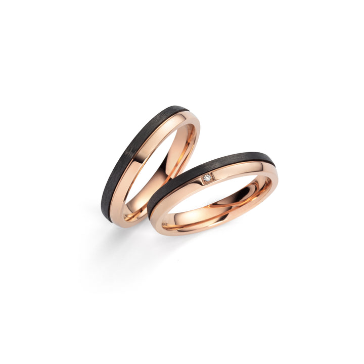 Ehe - Partnerringe aus Titan und Carbon mit Diamant ink. Gravur | SD 9100