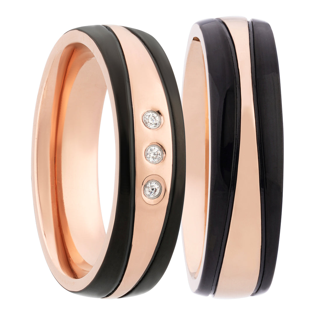 Freundschaftsringe aus Edelstahl mit Zirkonia ink.  Gravur | SD 8010