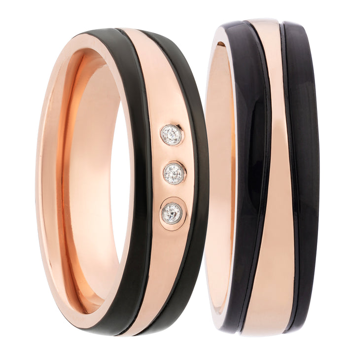 Freundschaftsringe aus Edelstahl mit Zirkonia ink.  Gravur | SD 8010