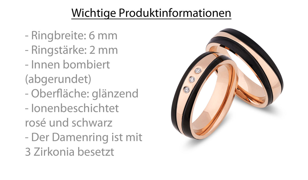 Freundschaftsringe aus Edelstahl mit Zirkonia ink.  Gravur | SD 8010