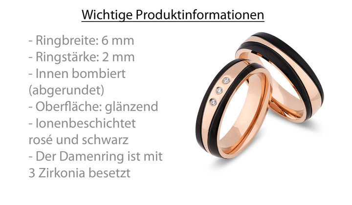 Freundschaftsringe aus Edelstahl mit Zirkonia ink.  Gravur | SD 8010
