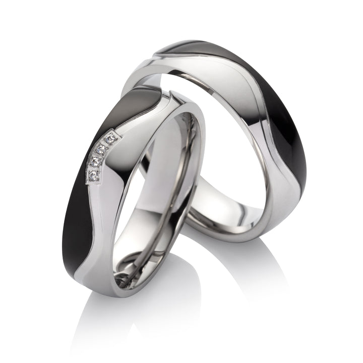 Freundschaftsringe aus Edelstahl mit Zirkonia ink.  Gravur | SD 8014