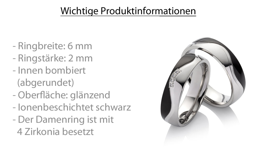 Freundschaftsringe aus Edelstahl mit Zirkonia ink.  Gravur | SD 8014