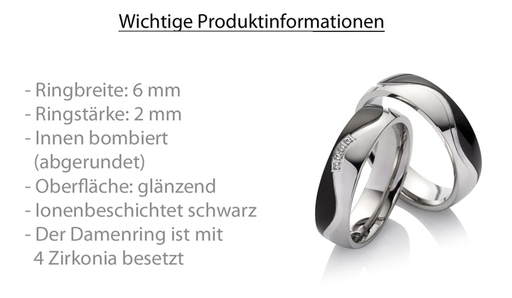 Freundschaftsringe aus Edelstahl mit Zirkonia ink.  Gravur | SD 8014