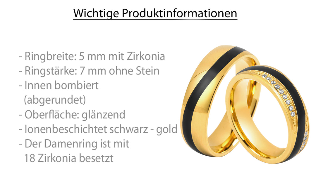 Freundschaftsringe aus Edelstahl mit Zirkonia ink.  Gravur | SD 8016