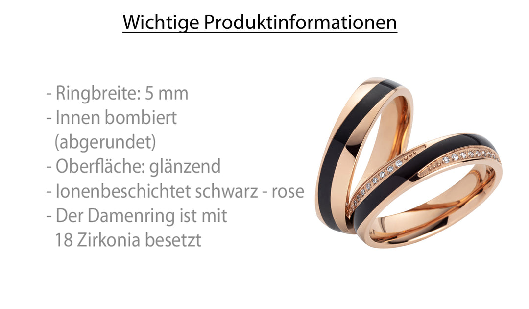 Freundschaftsringe aus Edelstahl mit Zirkonia ink.  Gravur | SD 8018